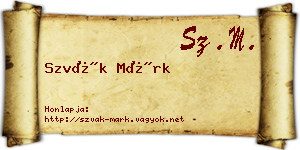 Szvák Márk névjegykártya