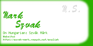 mark szvak business card