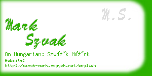 mark szvak business card